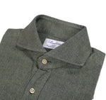 Stenströms - Green Flannel Cut Away Shirt S