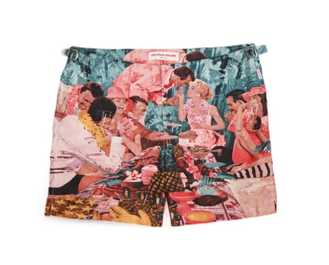 Orlebar Brown - Pink/Red Printed Swim Shorts 34