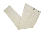 Barba Napoli - Beige High Rise Pleated Cotton Trousers 46