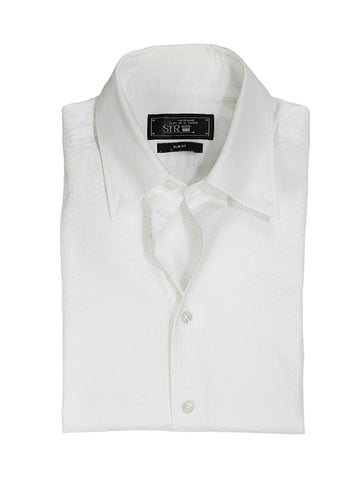 SIR - White Seersucker BD. Collar Shirt 40