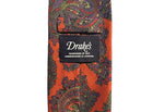 Drake's - Multicolor Paisley on Orange 3-Fold Silk Tie