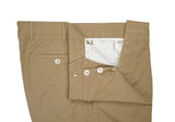 Khaki High Rise Pleated Cotton Trousers 50 Short