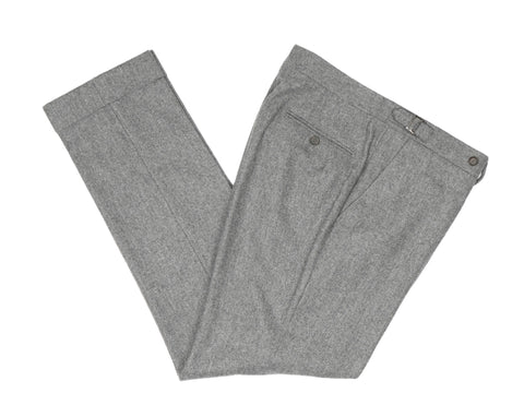 Berg & Berg - Grey High-Rise Flannel Wool Trouser 48
