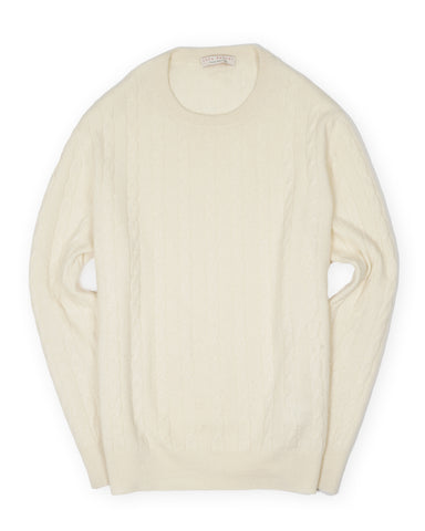 Luca Faloni - Ivory 2-Ply Cashmere Cable Knit XL