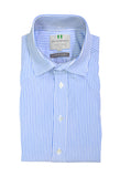Harvie & Hudson - Blue/White Striped Poplin Cotton Shirt 41 Reg