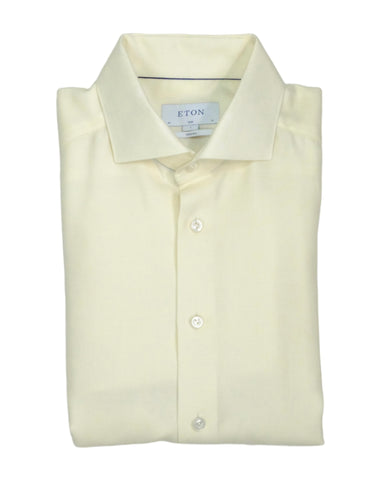 Eton - Cream Merino Wool Cutaway Collar Shirt 41