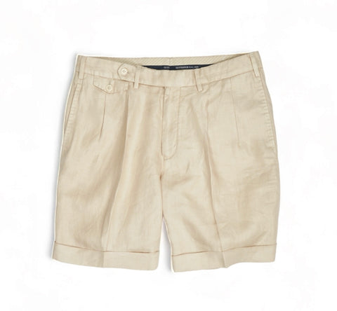 Gutteridge - Beige Pleated Linen Shorts 48