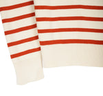 Sunspel - White/Red Striped Cotton Crewneck M