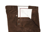 Velluto Duca - Brown High-Rise Pleated Corduroy Cotton Trousers 50 Unhemmed