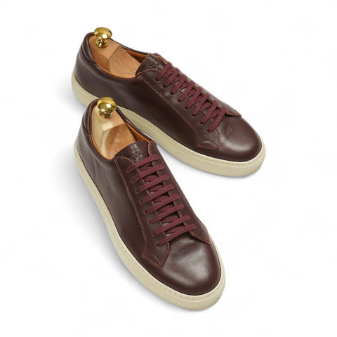 Sweyd - Wine Red Grained Leather Sneakers 41
