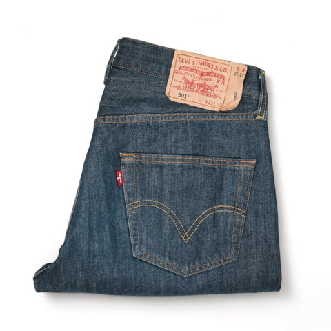 Levi’s - Washed Dark Blue High-Rise 501 Jeans 33/32