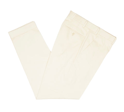 Cavour - Beige High-Rise Cotton Trouser 48