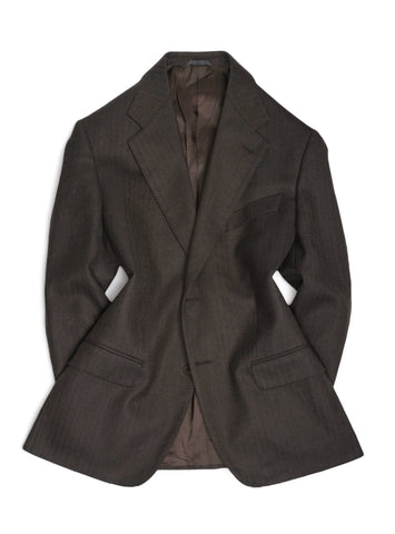 Lanificio Campore - Brown Virgin Wool Herringbone Sports Jacket 52 Reg