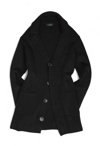 Landek Park - Black Knitted Wool Overshirt S-XL
