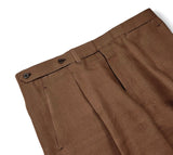 Ambrosi Napoli - Brown W.Bill Irish Linen High Rise Trousers 54