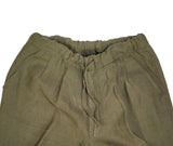 Informale - Military Green Pleated Linen Trousers 50