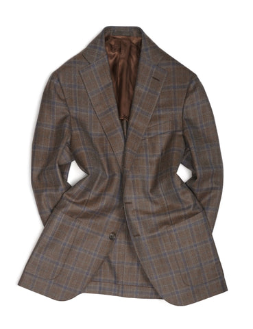 Caruso for Gabucci - Brown Checked Flannel Wool Sports Jacket 50