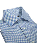Barba Napoli - Blue Checked Spread Collar Shirt 38