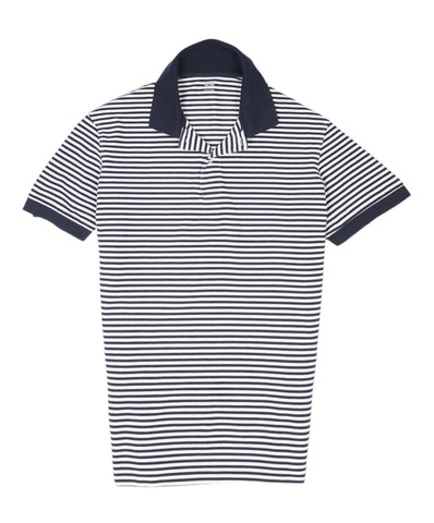 Uniqlo - Navy/White Striped Short Sleeve Polo Pique L