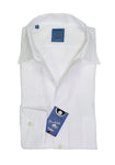 Barba Napoli - Crisp White Cotton/Linen Seersucker One-Piece Collar Shirt
