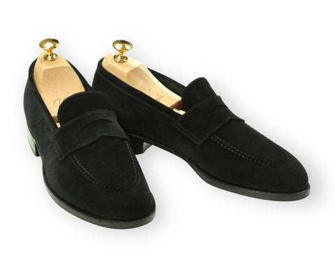 Cavour - Unlined Black Suede Penny Loafer
