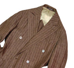 Oscar Jacobson - Brown/Beige Pinstripe Linen Suit 48 Long