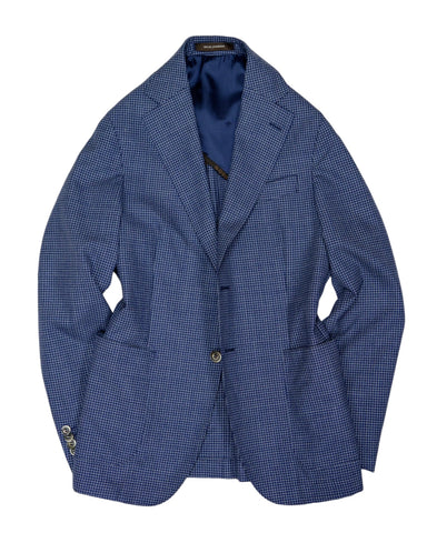 Oscar Jacobson - Blue/Navy Checked Wool Sports Jacket 46