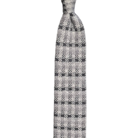 Navy/Grey Checked Wool Tie