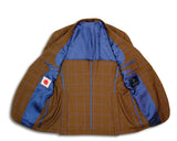 Poszetka - Blue Windowpane Half Canvas Silk/Linen Sports Jacket 50