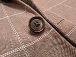 Ring Jacket - Brown Windowpane Linen/Cotton Sports Jacket 50
