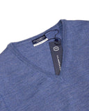 Morgano - Mid-Blue Extra Fine Merino Wool V-Neck 50