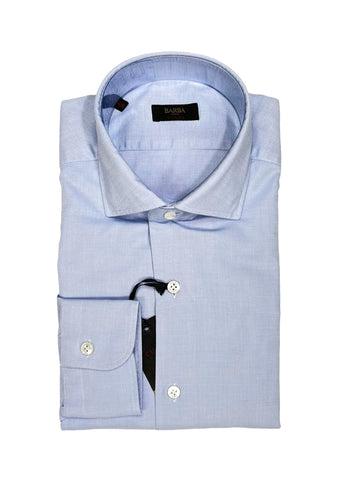Barba Napoli - Light Blue Cotton Spread Collar Shirt 41.