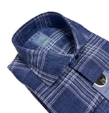 Barba Napoli - Navy/Blue Linen Checked Shirt 41