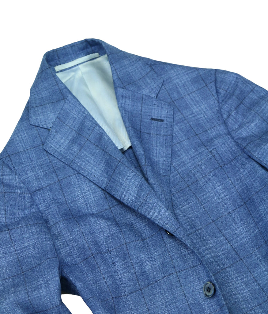 Stile Latino   Blue Checked Silk/Cashmere Sports Jacket  – Vangelis
