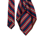Barba Napoli - Navy/Red/Beige Striped 7 Fold Silk Tie