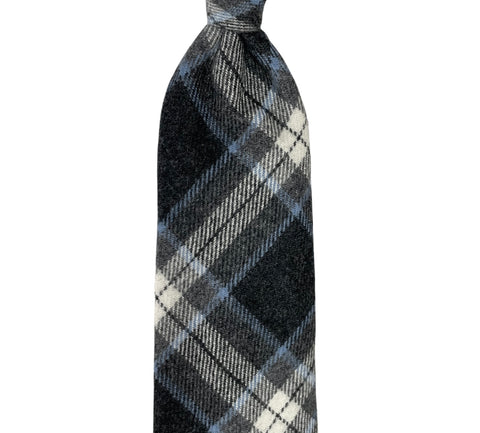Francesco Serraiocco - 9 Fold Grey Checked Wool Tie