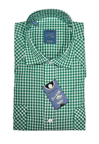 Barba Napoli - Green Checked Patch Pocket Cotton Shirt 41