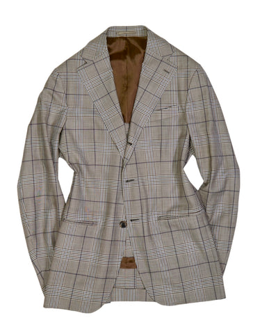 Baltzar Sartorial - Beige/Taupe Checked Hardy Minnis Wool Suit 50 Long