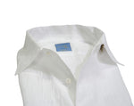 Barba Napoli - Crisp White Cotton/Linen Seersucker One-Piece Collar Shirt 41