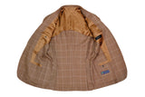 Ring Jacket - Brown Windowpane Linen/Cotton Sports Jacket 50
