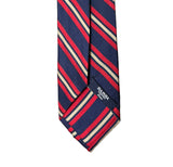 Barba Napoli - Navy/Red/Beige Striped 7 Fold Silk Tie