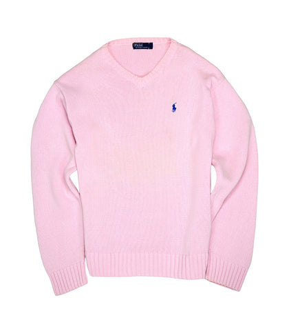 Ralph Lauren - Pale Pink V-Neck Cotton Jumper S