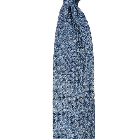 Barba Napoli - Steel Blue Grenadine Silk/linen Tie
